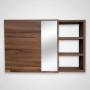 BOTIQUIN PARA BAÑO CON ESPEJO DE PARED MDP OPEN PUSH 3 REPISAS NOGAL