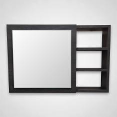 BOTIQUIN PARA BAÑO CON ESPEJO DE PARED MDP OPEN PUSH 3 REPISAS ESPRESSO