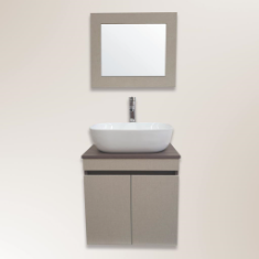 MUEBLE PARA BAÑO FLOTANTE DA VINCI 20" CENIZA MDP CON LAVABO, MONOMANDO Y ESPEJO
