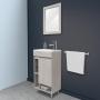 MUEBLE PARA BAÑO DE PISO GAUDI 19" ROBLE MDP CON LAVABO, MONOMANDO Y ESPEJO