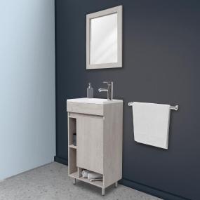 MUEBLE PARA BAÑO DE PISO GAUDI 19" ROBLE MDP CON LAVABO, MONOMANDO Y ESPEJO