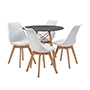 COMEDOR CHAD CON 4 SILLAS HELSINKI COLOR NEGRO Y BLANCO