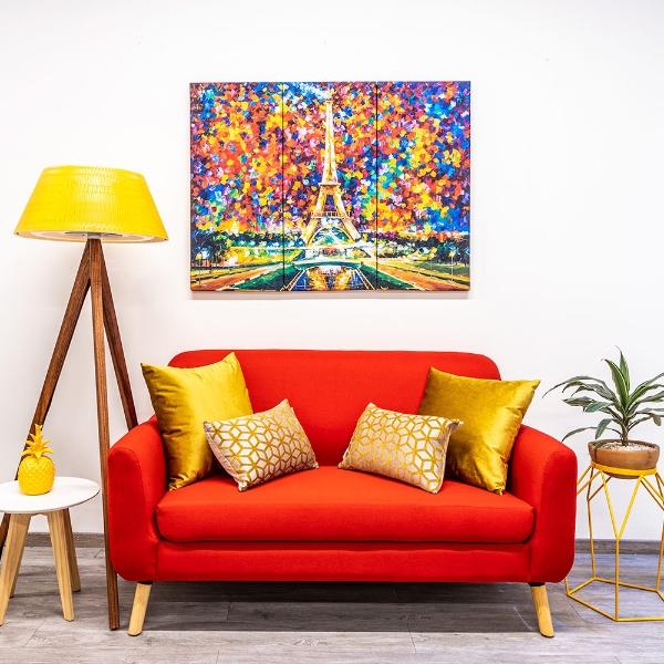 SOFÁ 2 PLAZAS LÍNEA GRIMALDI TELA 145 CM ROJO SIN COJINES