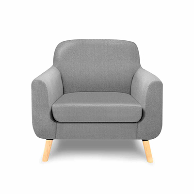 SILLÓN FIJO 1 PERSONA GRIMALDI TELA GRIS CLARO