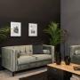 SOFÁ 2 PLAZAS MADISON TERCIOPELO 160 CM GRIS CON COJINES
