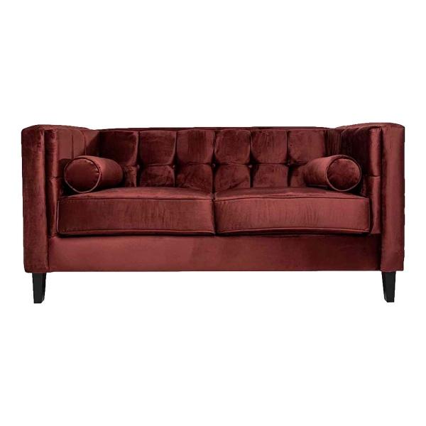 SOFÁ 2 PLAZAS MADISON TERCIOPELO 160 X 75 X 86 CM TINTO CON COJINES