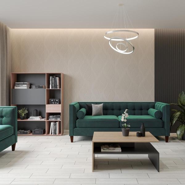 SOFÁ 2 PLAZAS LÍNEA MADISON TERCIOPELO 160 X 75 X 86 CM VERDE CON COJINES