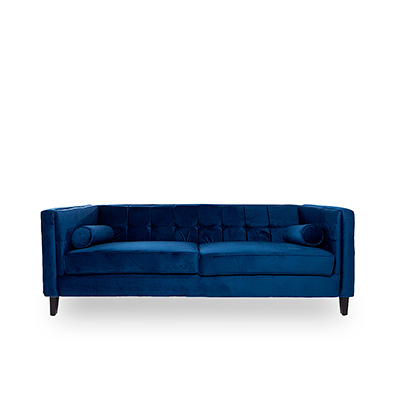 SOFÁ 3 PLAZAS MADISON TERCIOPELO 210 X 86 X 75 CM AZUL CON COJINES