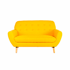 SOFÁ 2 PLAZAS LÍNEA SELENA TERCIOPELO 145 X 85 X 85 CM AMARILLO SIN COJINES