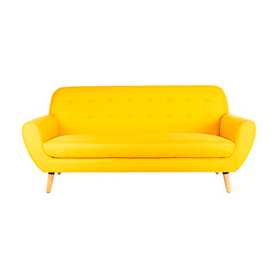 SOFÁ 3 PLAZAS SELENA TERCIOPELO 185 X 85 X 85 CM AMARILLO