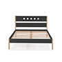 CAMA MATRIMONIAL DE PINO MACIZO GRIS OSCURO Y MADERA CON SOMIER MODERNA 200 KG