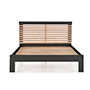 CAMA MATRIMONIAL DE MADERA INDUSTRIALIZADA GRIS OSCURO Y MADERA CON SOMIER MODERNA 200 KG