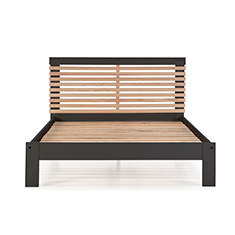 CAMA MATRIMONIAL DE MADERA INDUSTRIALIZADA GRIS OSCURO Y MADERA CON SOMIER MODERNA 200 KG