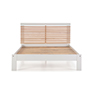 CAMA MATRIMONIAL DE MADERA INDUSTRIALIZADA BLANCO Y MADERA CON SOMIER MODERNO 200 KG