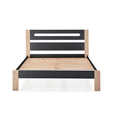 CAMA MATRIMONIAL DE MADERA INDUSTRIALIZADA GRIS OSCURO CON SOMIER MODERNA 200 KG