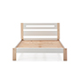 CAMA MATRIMONIAL DE MADERA INDUSTRIALIZADA BLANCO Y MADERA CON SOMIER MODERNO 200 KG