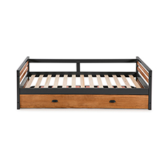 CAMA NIDO INDIVIDUAL DE PINO Y MDF MADERA Y GRIS CON CAJON MODERNA 100 KG