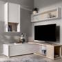 MUEBLE PARA TV OBI COLOR MADERA Y BLANCO BRILLANTE