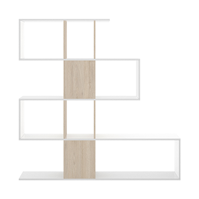 LIBRERO FUNK COLOR MADERA Y BLANCO BRILLANTE