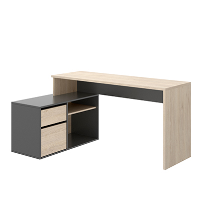 ESCRITORIO ESQUINERO DE MELAMINA EN L CON CAJÓN Y ARMARIO PARA OFICINA REVERSIBLE 139 CM
