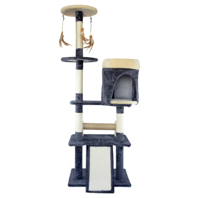 TORRE PARA GATO FELPA Y MADERA 50 X 21 X 143 CM