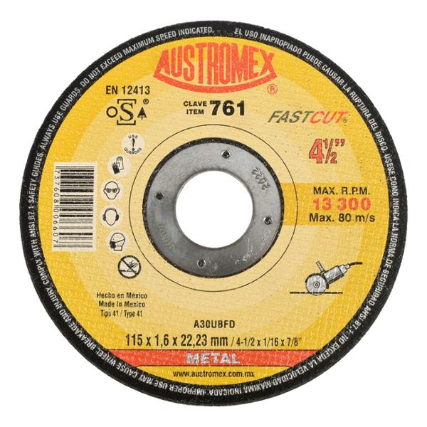 DISCO DE CORTE METAL PARA ESMERILADORA ANGULAR 4 1/2"