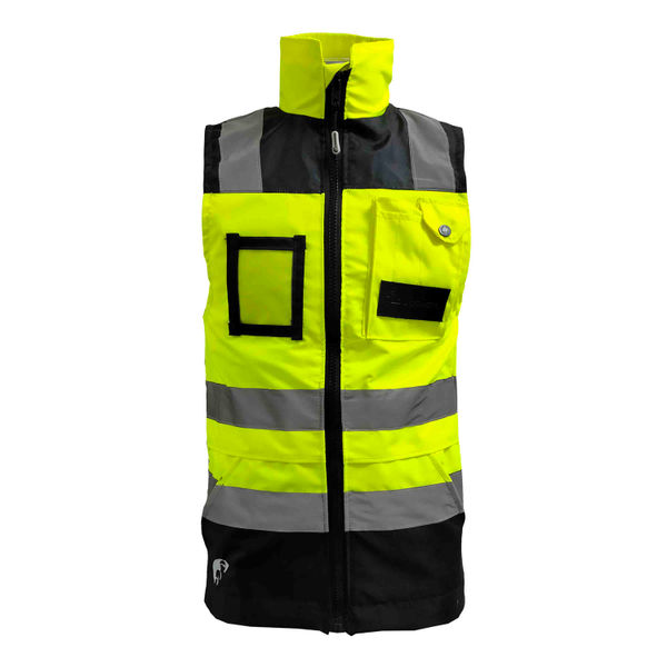 CHALECO EJECUTIVO DE TRABAJO ALTA VISIBILIDAD JYRSA AMARILLO/NEGRO TALLA GRANDE 2 PZ