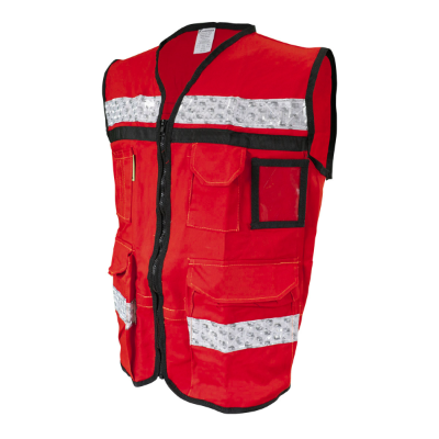 CHALECO JYRSA CERRADO TIPO RESCATISTA ROJO 100 % ALGODÓN TALLA MEDIANA 2 PZ