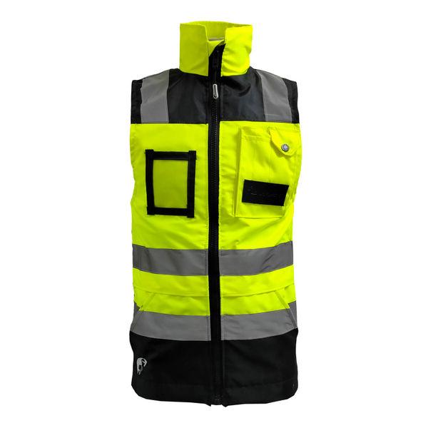 CHALECO EJECUTIVO DE TRABAJO ALTA VISIBILIDAD JYRSA AMARILLO/NEGRO TALLA XG 2 PZ