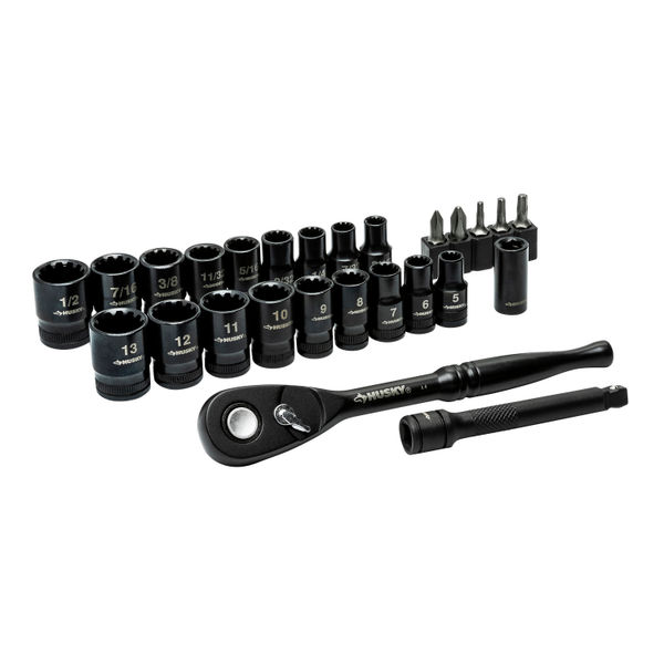 JUEGO DE DADOS Y LLAVES HUSKY 20 PIEZAS CUADRO 1/4" ACERO