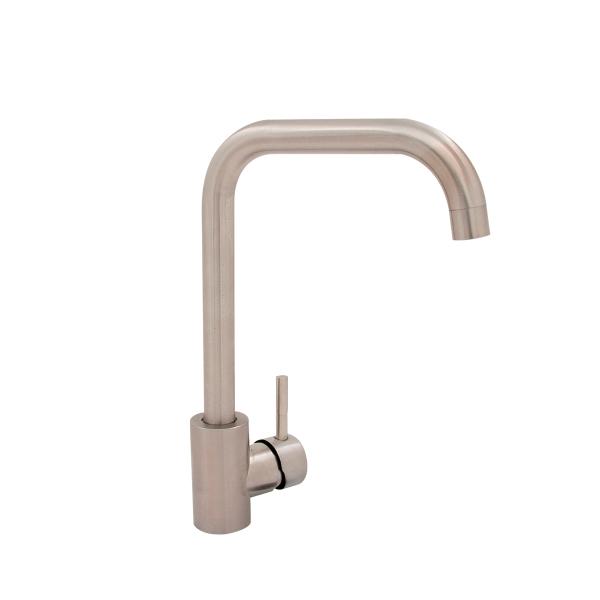 LLAVE PARA FREGADERO MONOMANDO NÍQUEL SATINADO MANERAL TIPO PALANCA 12" FÁCIL DE USAR