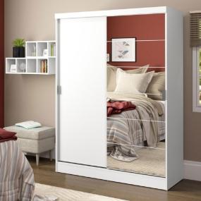 CLÓSET MDP CORREDIZO 183 X 120 X 53 CM BLANCO CON ESPEJO Y 2 CAJÓNES