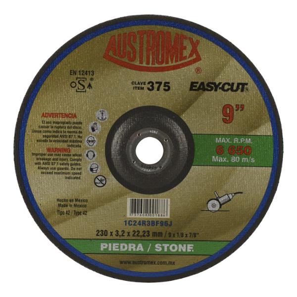 DISCO DE CORTE PIEDRA PARA ESMERILADORA 9" CARBURO DE SILICIO