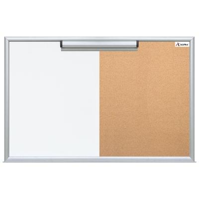 TABLERO MIXTO ALFRA CLASSICO CON SUPERFICIE DE PIZARRÓN BLANCO Y CORCHO NATURAL 90X120 CM