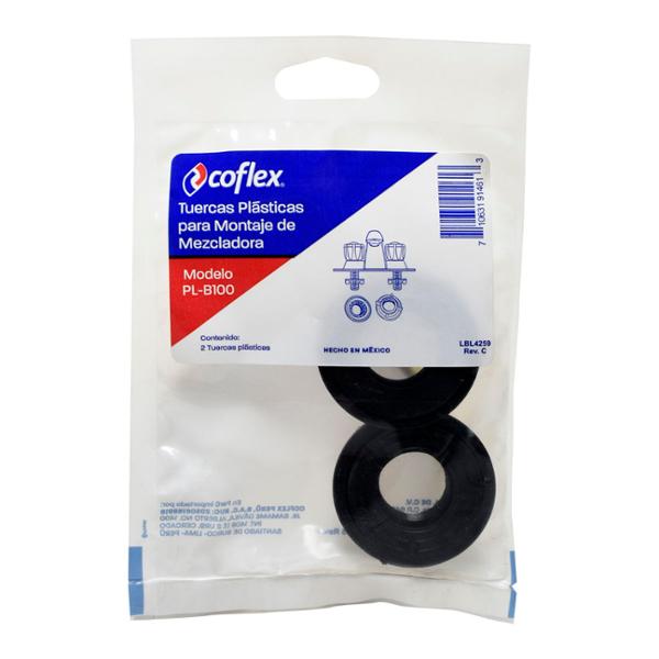 TUERCA PARA MONTAJE DE MEZCLADORA DE PLÁSTICO ABS 4.5 CM NEGRO 2 PIEZAS
