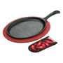 JGO PLANCHA OVALADA HIERRO C/BASE MADERA, LODGE