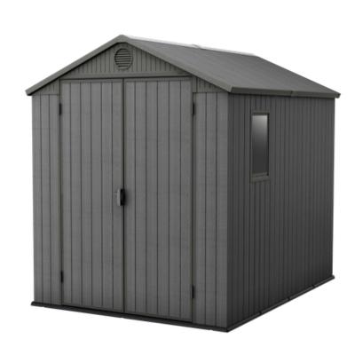 COBERTIZO DE ALMACENAMIENTO PARA EXTERIOR VERTICAL POLIPROPILENO 190X244X221 CM GRIS CON VENTANA