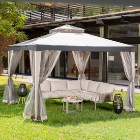 GAZEBO CUADRADO CHATHAM 304 X 304 CM BEIGE