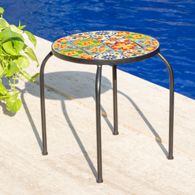 MESA DE JARDÍN LATERAL METAL MULTICOLOR