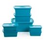SET 7 CAJAS ORGANIZADORAS SÓLIDAS 55, 23, 11, 6 L PLÁSTICO TAPA AZUL MULTITAMAÑO