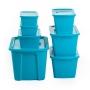 SET 7 CAJAS ORGANIZADORAS SÓLIDAS 73, 30, 15, 11, 6 L PLÁSTICO TAPA AZUL