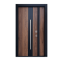 PUERTA EXTERIOR DE SEGURIDAD CON FIJO 24 PASADORES 120 X 213 CM IZQUIERDA TABACO MATE