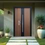 PUERTA EXTERIOR DE SEGURIDAD CON FIJO 15 PASADORES 120 X 213 CM DERECHA TABACO