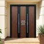 PUERTA EXTERIOR DE SEGURIDAD DOBLE 15 PASADORES 180 X 213 CM DERECHA TABACO EFECTO MADERA