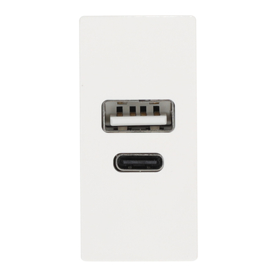 TOMA DE CARGA USB TIPO A Y TIPO C DE 1 MÓDULO BLANCO
