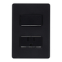 APAGADOR SENCILLO CON CONTACTO Y PLACA DE PARED INCLUIDA NEGRO SOFT