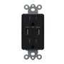 CONTACTO DÚPLEX CON PUERTO USB TIPO A CON PLACA DE PARED NEGRO SOFT