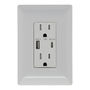 CONTACTO DUPLEX CON PUERTOS USB TIPO A Y TIPO C CON PLACA DE PARED BLANCO