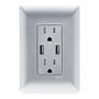 CONTACTO DUPLEX CON 2 PUERTOS USB TIPO A Y PLACA DE PARED PLATA