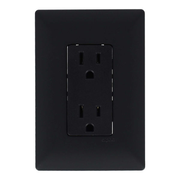 CONTACTO DÚPLEX CON PLACA DE PARED NEGRO